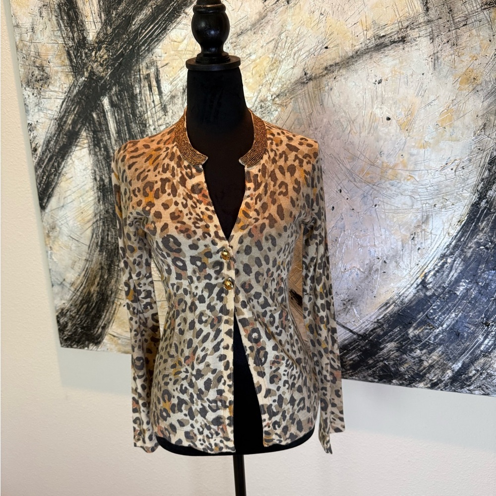 Elegant Leopard Print Cardigan